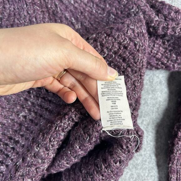 Free People Sweater XS Dylan Tweedy Turtleneck Wool Purple Oversized Chunky - Picture 7 of 8